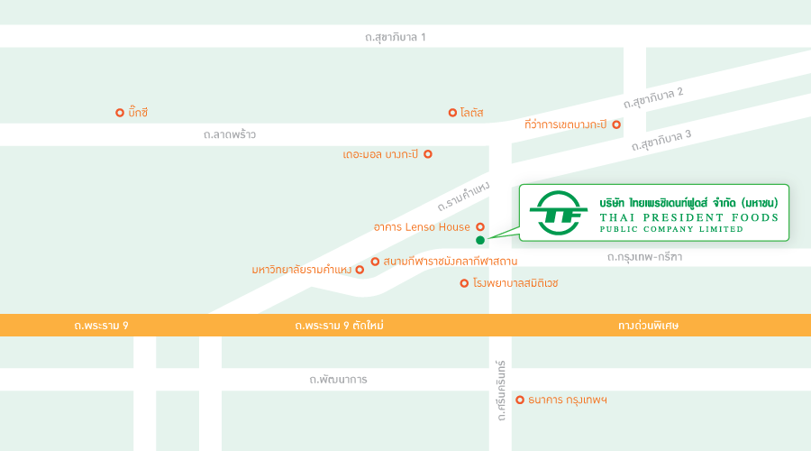 แผนที่ ที่ตั้ง บริษัท ไทยเพรซิเดนท์ฟูดส์ จำกัด (มหาชน)